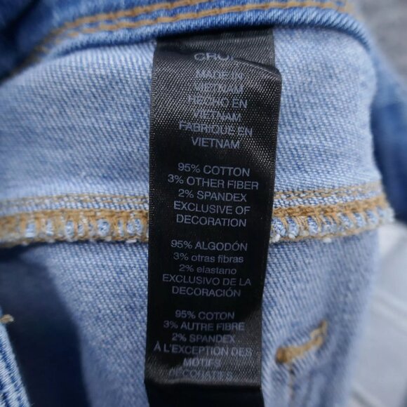 Chicos Womens So Slimming Girlfriend Destructed Crop Jeans 0 Size 4 Blue Stretch - Picture 12 of 12